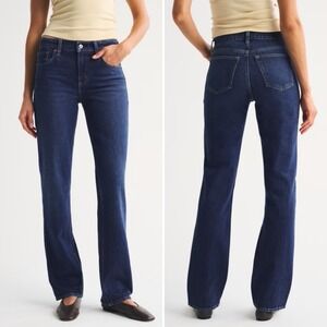 Abercrombie & Fitch The 90s Straight Mid Rise Jeans Dark Wash Blue 28 Long